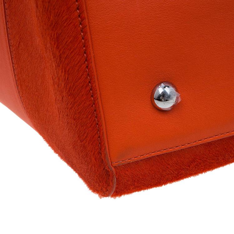Pre Owned Mulberry Orange Calfhair Stripe and Leather Willow Tote