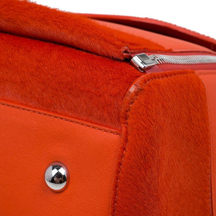 Pre Owned Mulberry Orange Calfhair Stripe and Leather Willow Tote