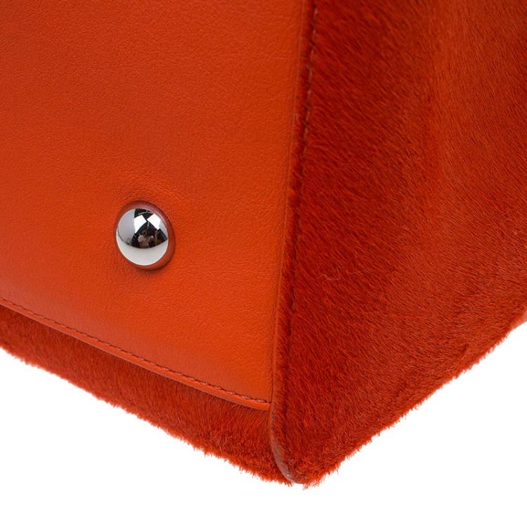 Pre Owned Mulberry Orange Calfhair Stripe and Leather Willow Tote
