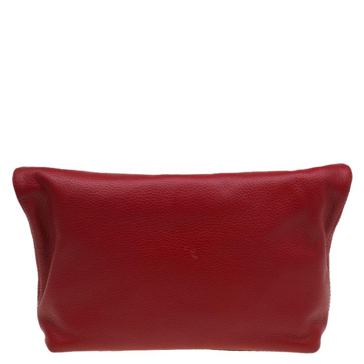 Pre Owned Mulberry Red Grained Leather Tessie Clutch