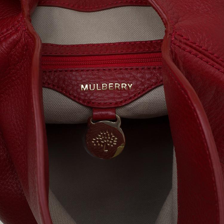 Pre Owned Mulberry Red Grained Leather Tessie Clutch