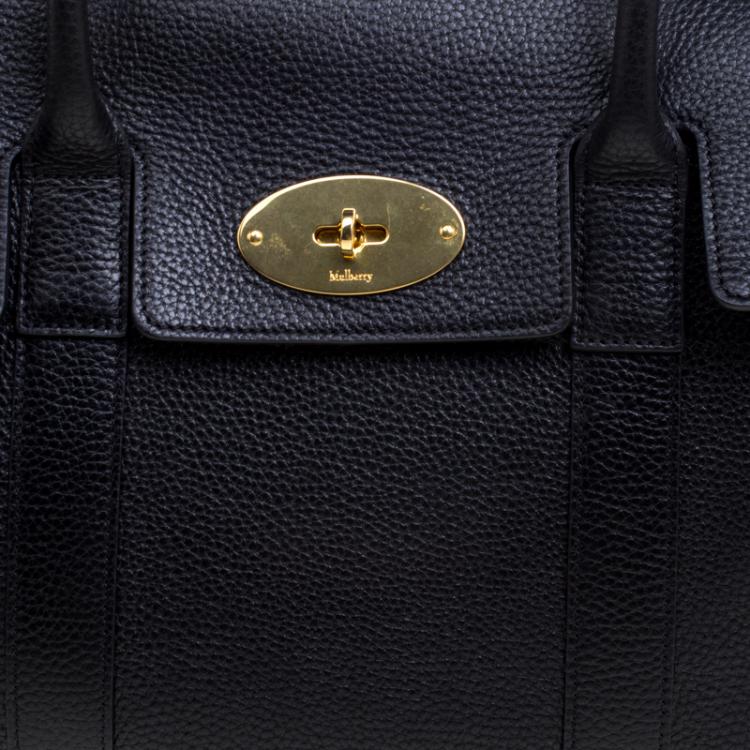 Pre Owned Mulberry Black Grained Leather Bayswater Tote