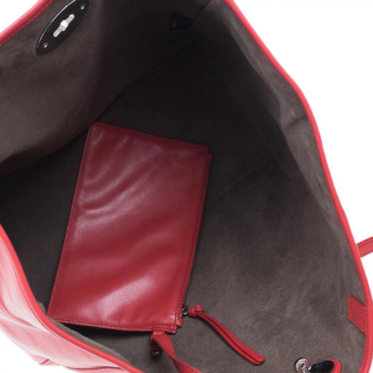Pre Owned Mulberry Red Nappa Leather Medium Dorset Tote 