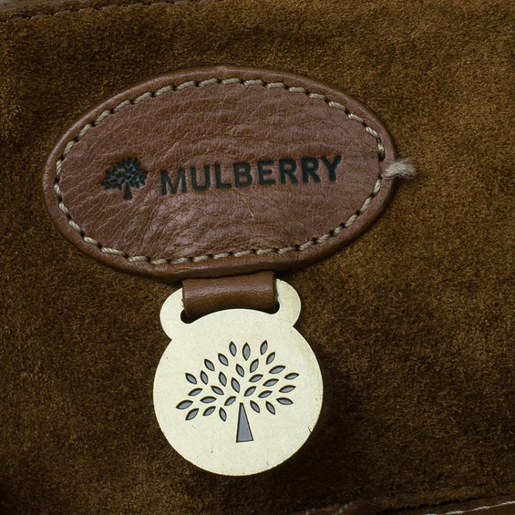 مملوكة مسبقًا Mulberry Brown Croc Embossed Leather Bayswater Satchel