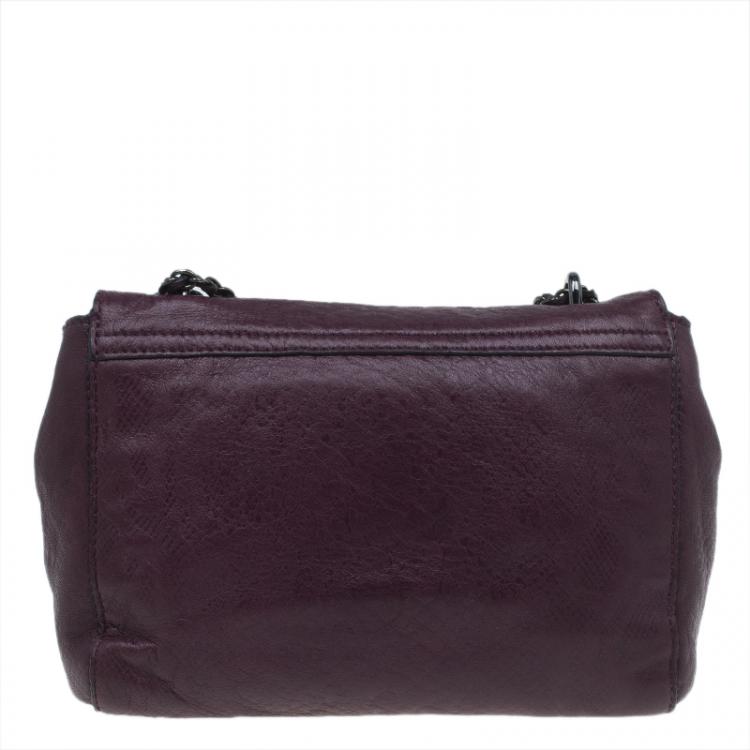 Pre Owned Mulberry Plum Snake Embossed Leather Small Lily Shoulder Bag