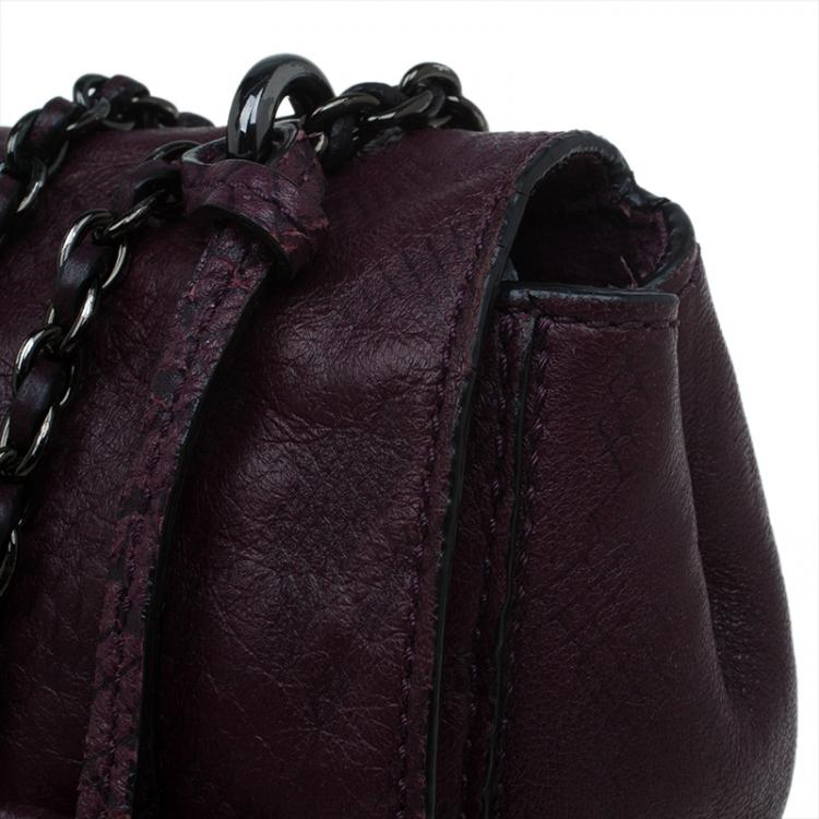 Pre Owned Mulberry Plum Snake Embossed Leather Small Lily Shoulder Bag