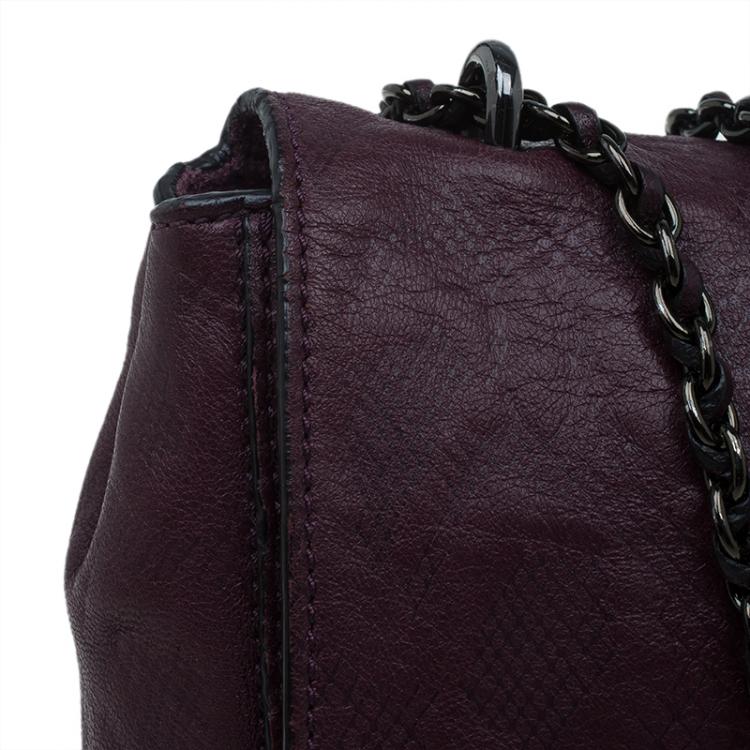 Pre Owned Mulberry Plum Snake Embossed Leather Small Lily Shoulder Bag