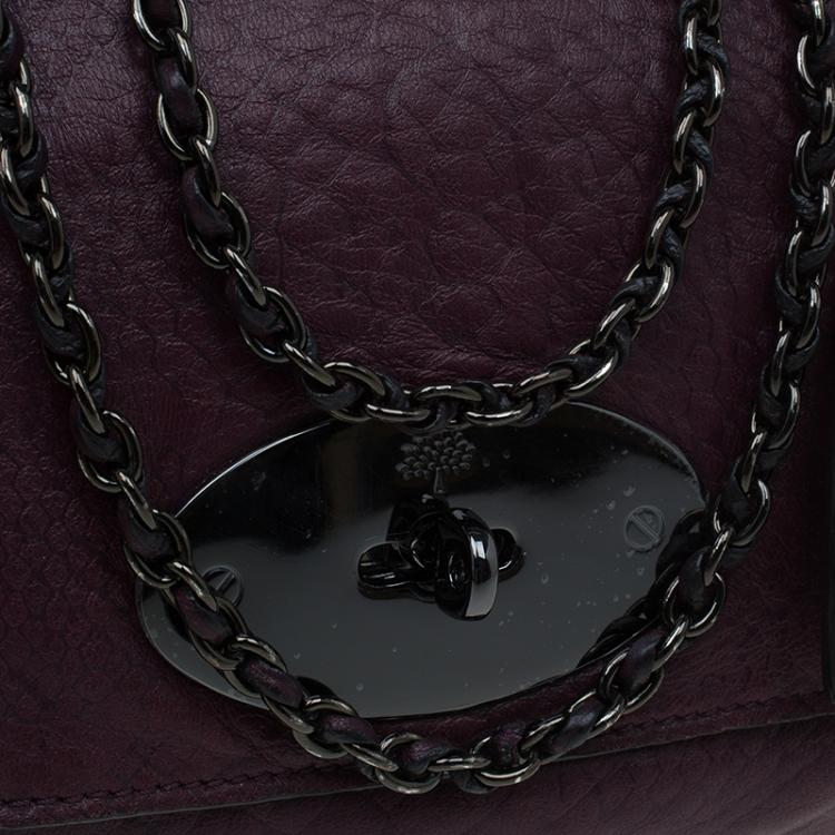 Pre Owned Mulberry Plum Snake Embossed Leather Small Lily Shoulder Bag