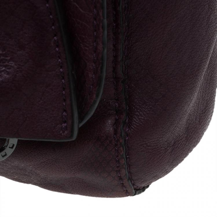 Pre Owned Mulberry Plum Snake Embossed Leather Small Lily Shoulder Bag