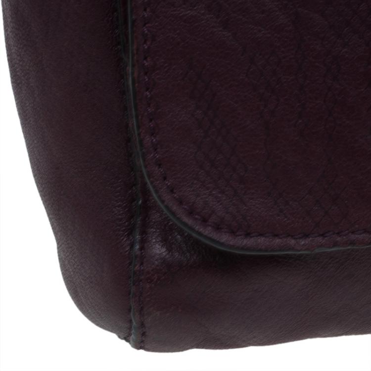 Pre Owned Mulberry Plum Snake Embossed Leather Small Lily Shoulder Bag