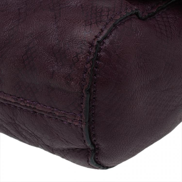 Pre Owned Mulberry Plum Snake Embossed Leather Small Lily Shoulder Bag