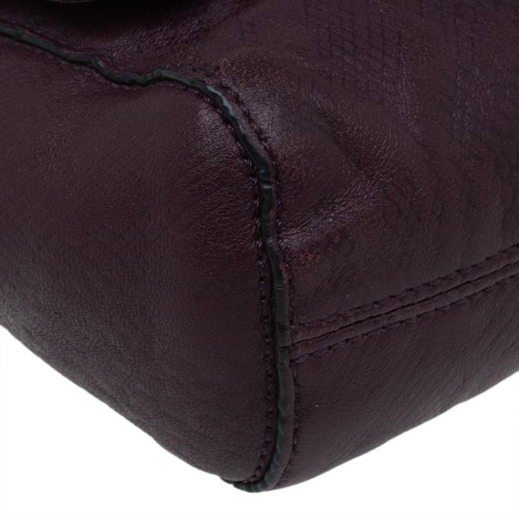 Pre Owned Mulberry Plum Snake Embossed Leather Small Lily Shoulder Bag