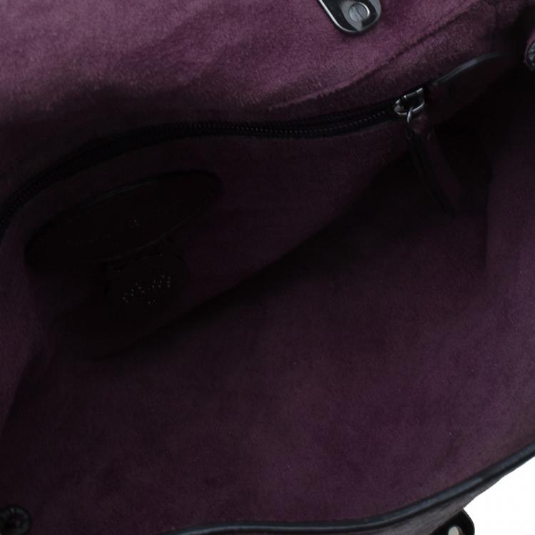 Pre Owned Mulberry Plum Snake Embossed Leather Small Lily Shoulder Bag