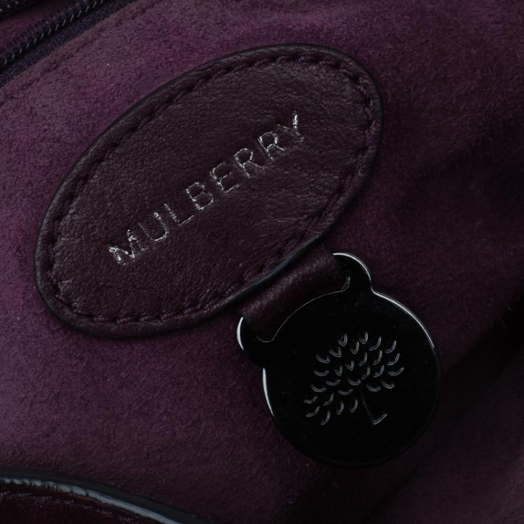 Pre Owned Mulberry Plum Snake Embossed Leather Small Lily Shoulder Bag
