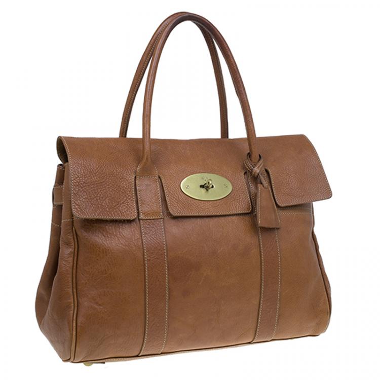 Pre Owned Mulberry Oak Natural Leather Bayswater Satchel 