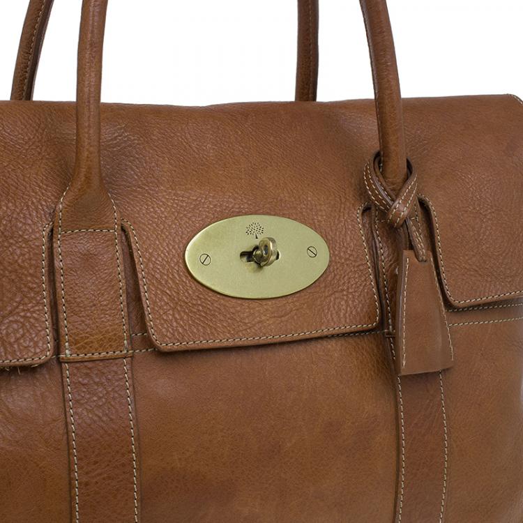 Pre Owned Mulberry Oak Natural Leather Bayswater Satchel 