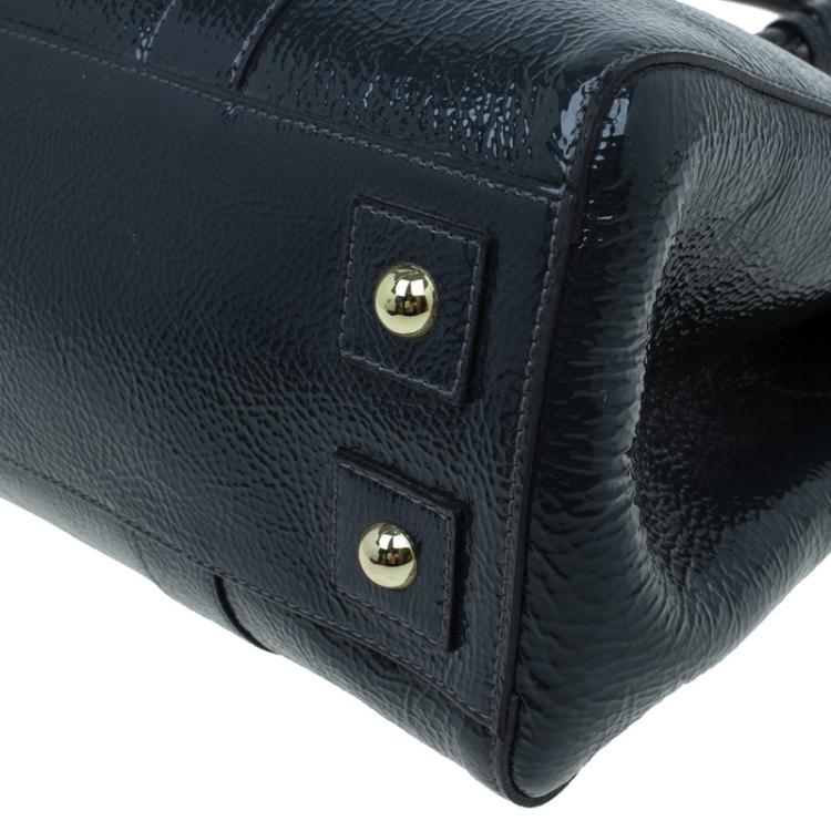 Pre Owned Mulberry Dark Grey Patent Leather Bayswater Satchel