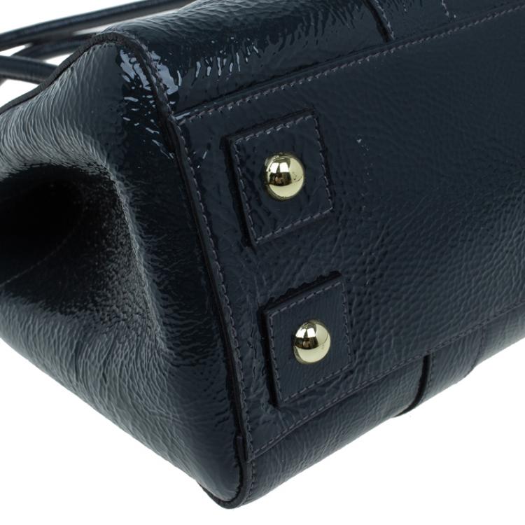 Pre Owned Mulberry Dark Grey Patent Leather Bayswater Satchel