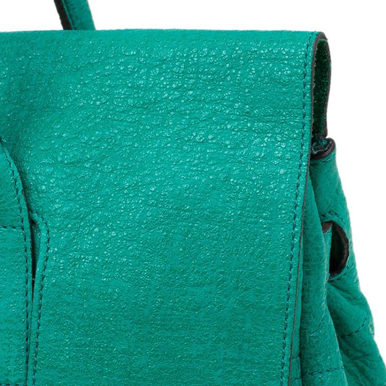 Pre Owned Mulberry Green Sparkle Tweed Leather Bayswater Satchel