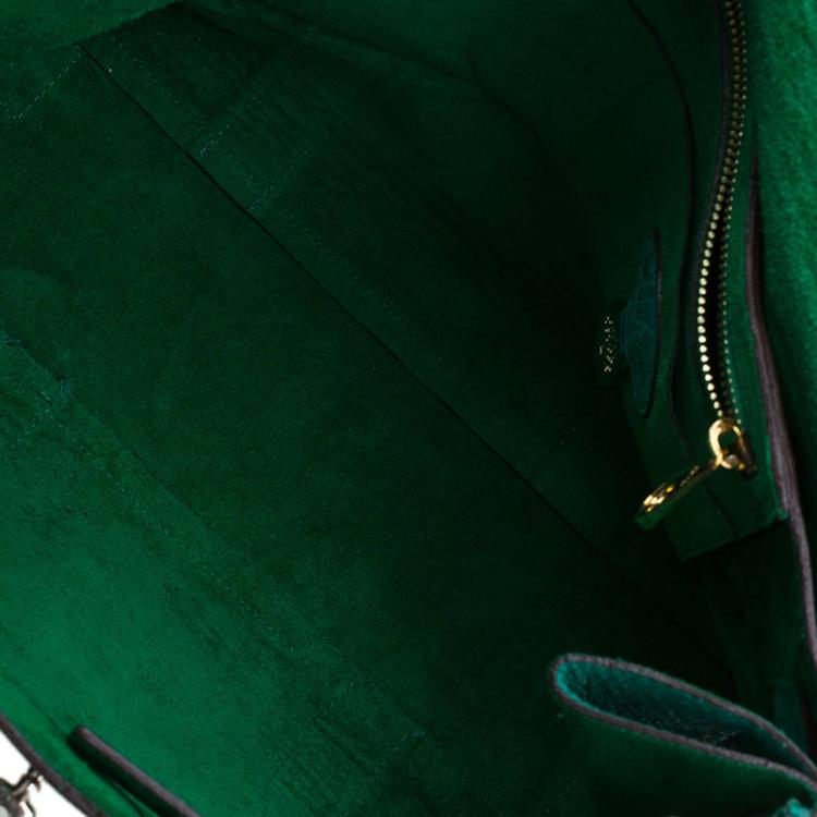 Pre Owned Mulberry Green Sparkle Tweed Leather Bayswater Satchel