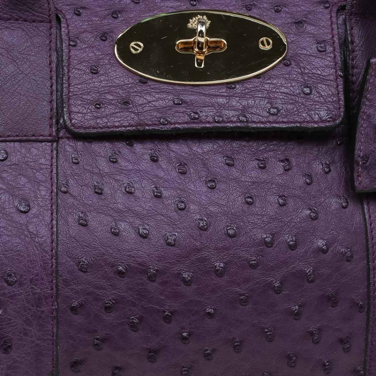 مملوكة مسبقًا Mulberry Purple Ostrich Leather Bayswater Satchel