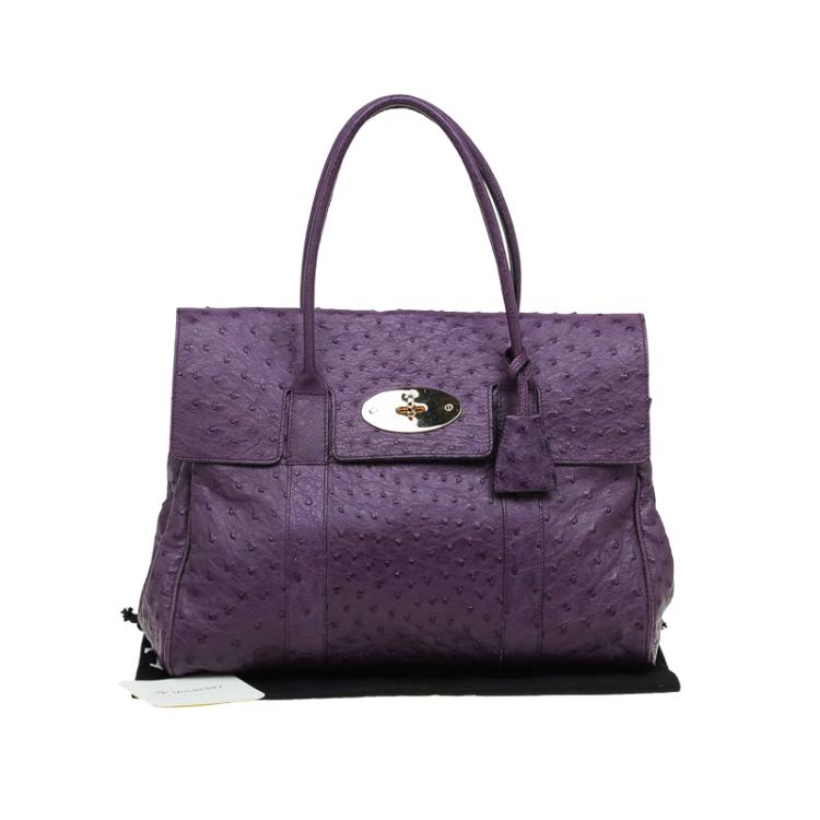 مملوكة مسبقًا Mulberry Purple Ostrich Leather Bayswater Satchel
