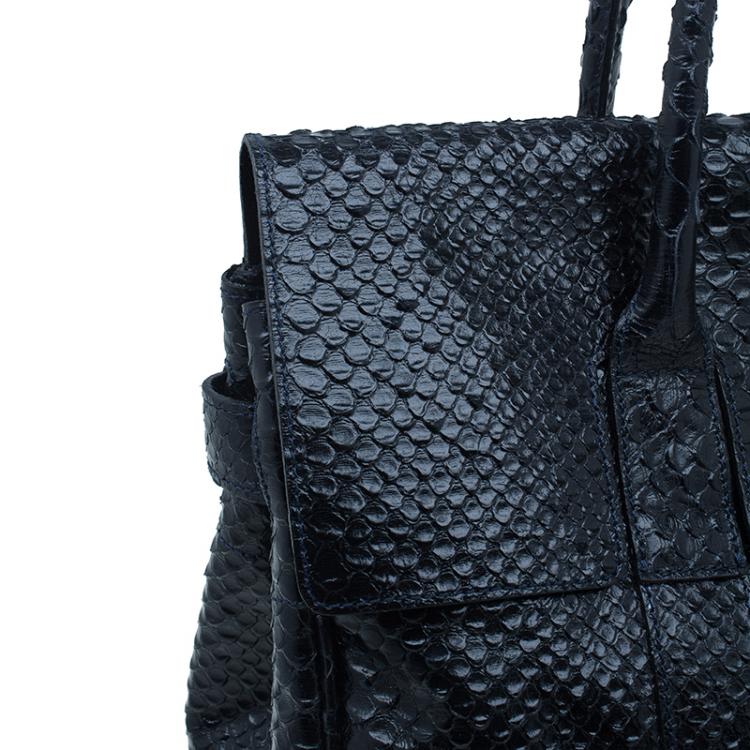 Pre Owned Mulberry Black Bayswater Silky Snake Print Tote
