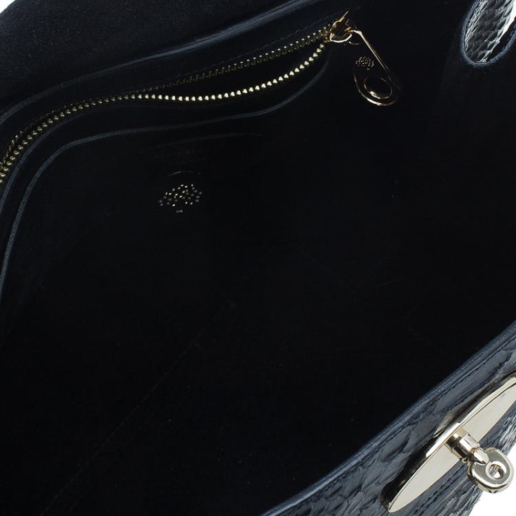 Pre Owned Mulberry Black Bayswater Silky Snake Print Tote