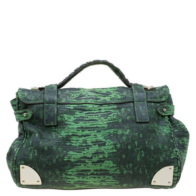 Pre Owned Mulberry Green Lizard Embossed Leather Alexa Shoulder Bag