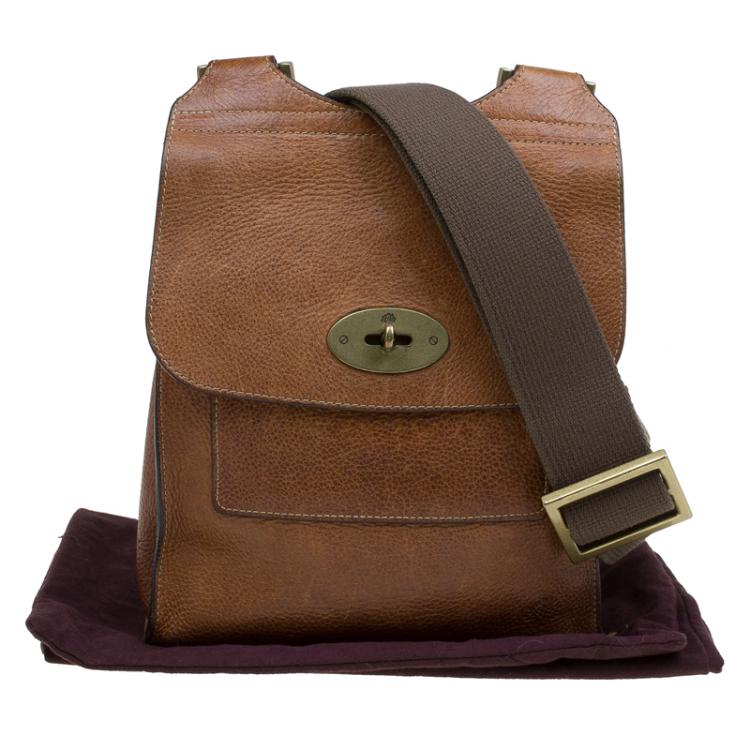 Pre Owned Mulberry Oak Natural Leather Antony Crossbody Bag