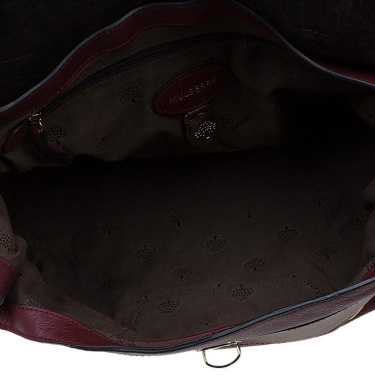 Pre Owned Mulberry Burgundy Leather Studded Tassel Alexa Satchel