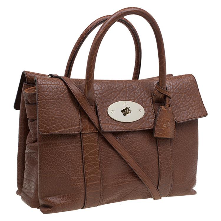 Pre Owned Mulberry Brown Pebbled Leather Double Sided Bayswater Satchel