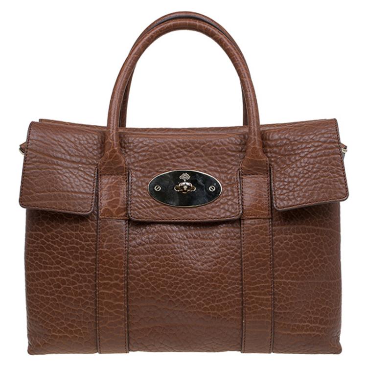 Pre Owned Mulberry Brown Pebbled Leather Double Sided Bayswater Satchel