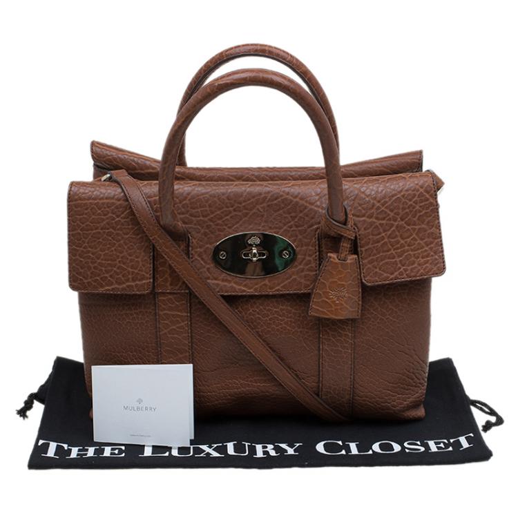 Pre Owned Mulberry Brown Pebbled Leather Double Sided Bayswater Satchel