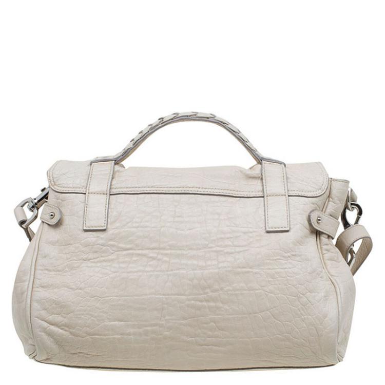 Pre Owned Mulberry Cream Croc Embossed Leather Limited Edition Alexa Shoulder Bag