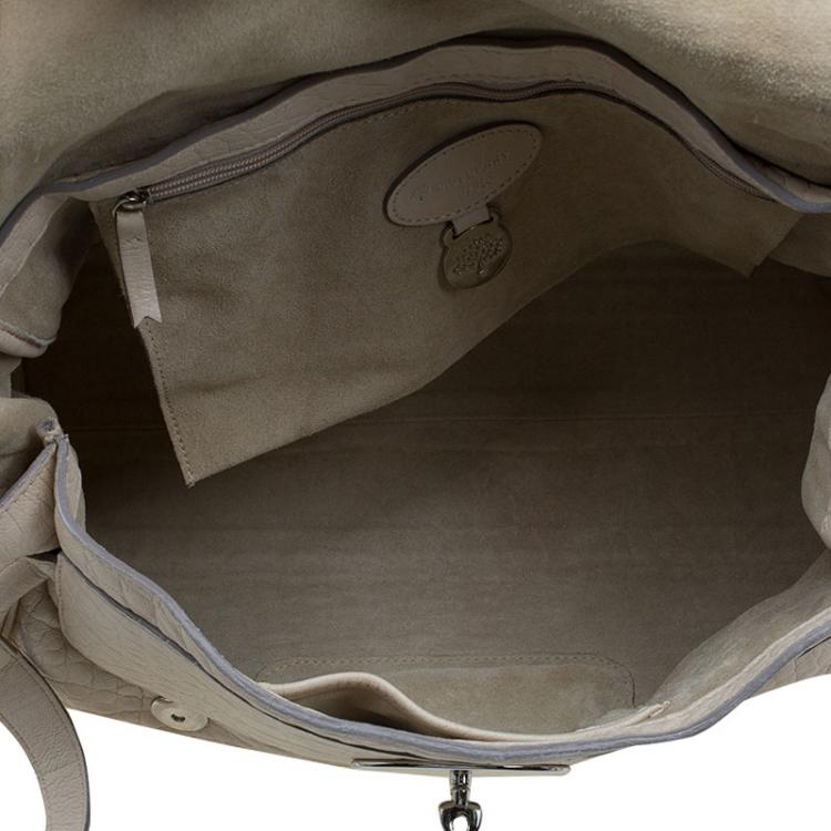 Pre Owned Mulberry Cream Croc Embossed Leather Limited Edition Alexa Shoulder Bag