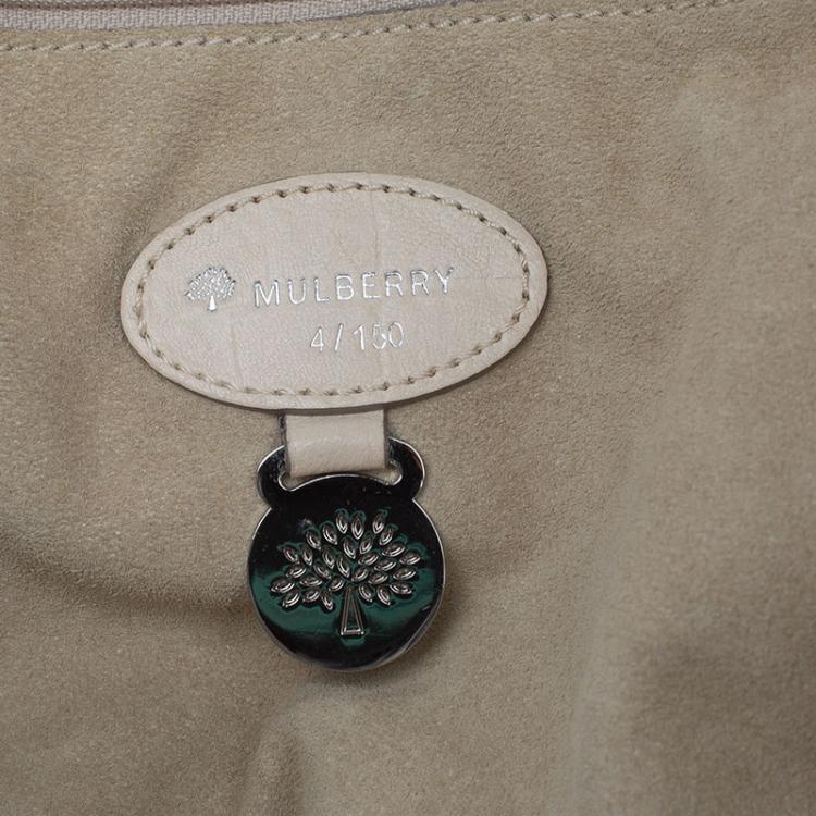 Pre Owned Mulberry Cream Croc Embossed Leather Limited Edition Alexa Shoulder Bag