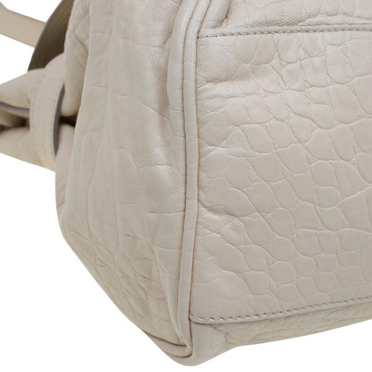Pre Owned Mulberry Cream Croc Embossed Leather Limited Edition Alexa Shoulder Bag