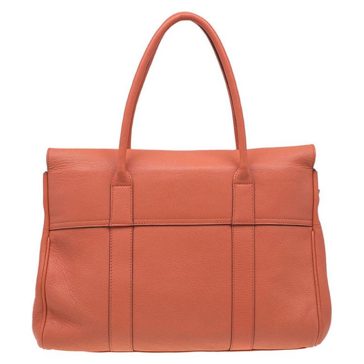 Pre Owned Mulberry Orange Leather Bayswater Satchel