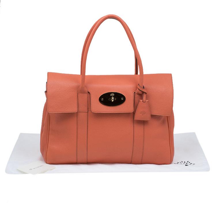 Pre Owned Mulberry Orange Leather Bayswater Satchel