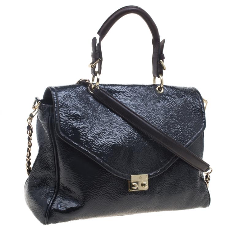 Pre Owned Mulberry Black Patent Leather Neely Top Handle Bag
