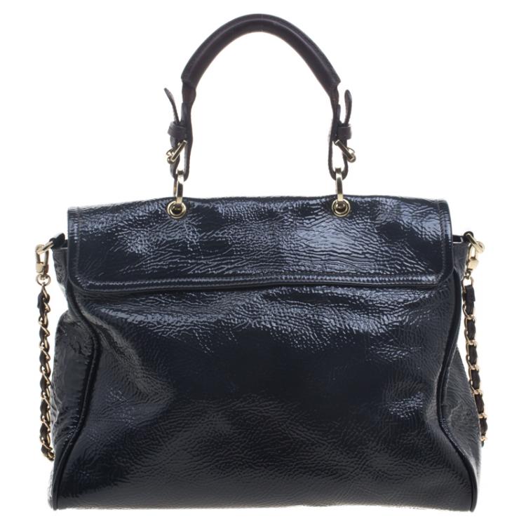 Pre Owned Mulberry Black Patent Leather Neely Top Handle Bag