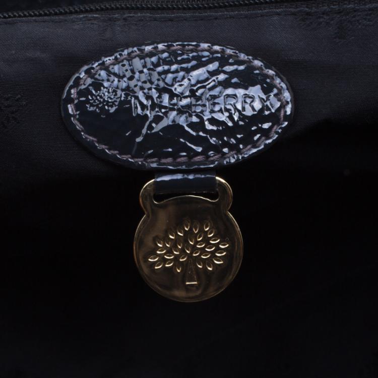 Pre Owned Mulberry Black Patent Leather Neely Top Handle Bag