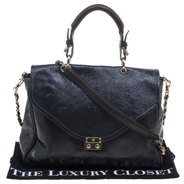Pre Owned Mulberry Black Patent Leather Neely Top Handle Bag