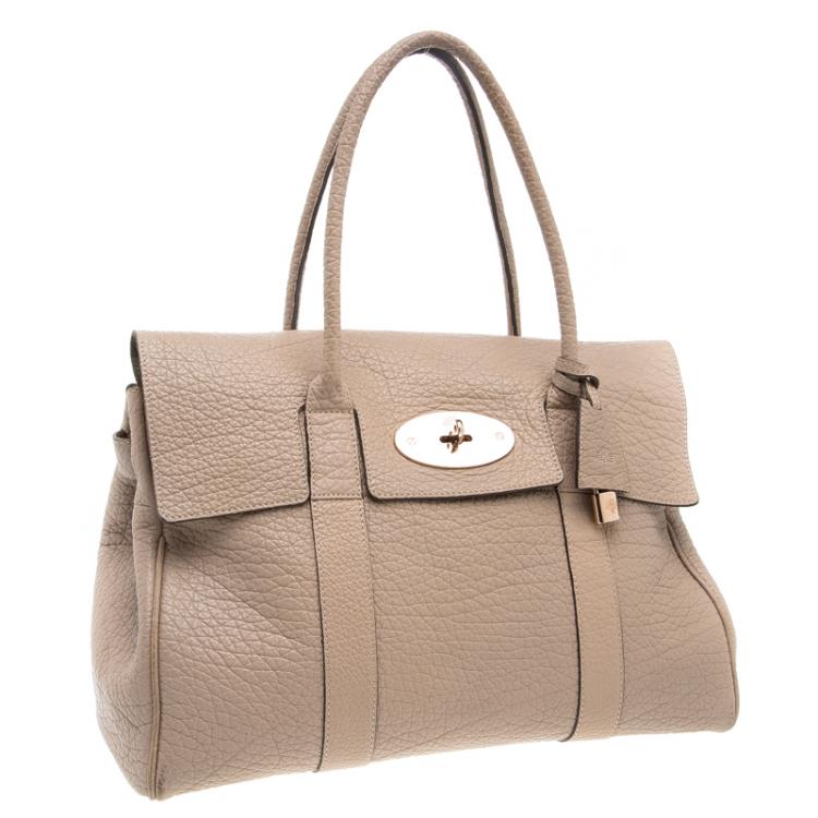 Pre Owned Mulberry Beige Grained Leather Bayswater Satchel