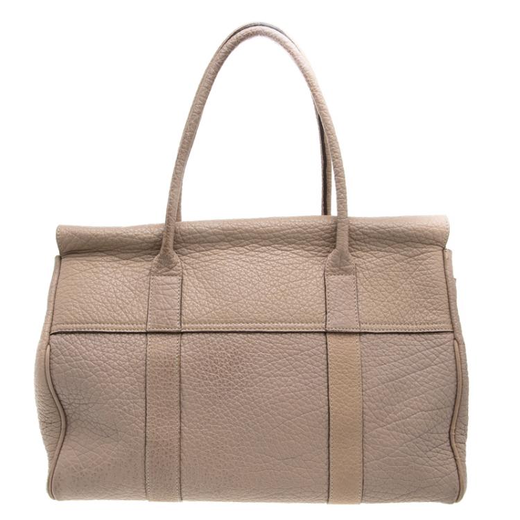 Pre Owned Mulberry Beige Grained Leather Bayswater Satchel