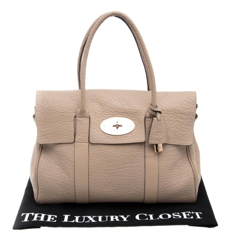 Pre Owned Mulberry Beige Grained Leather Bayswater Satchel