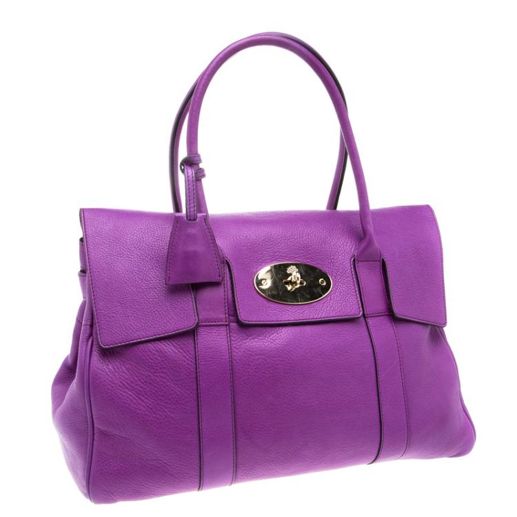Pre Owned Mulberry Purple Leather Bayswater Satchel