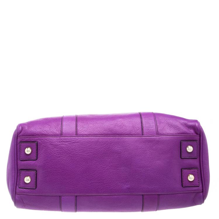 Pre Owned Mulberry Purple Leather Bayswater Satchel