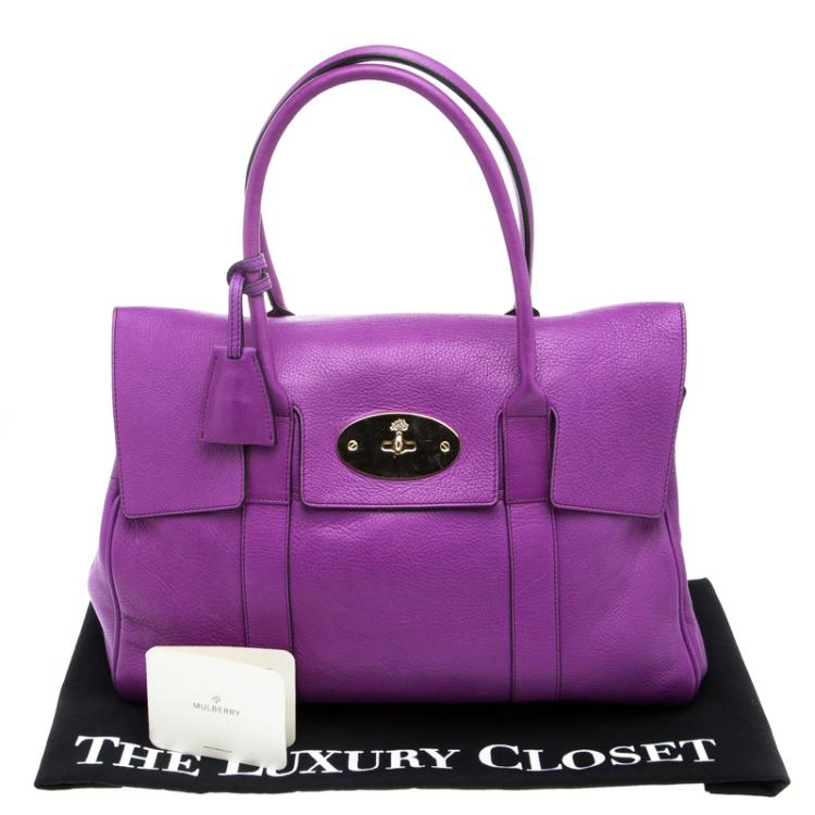 Pre Owned Mulberry Purple Leather Bayswater Satchel